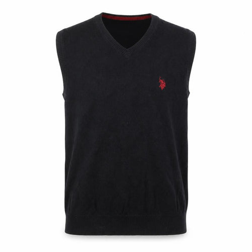 U.S. Polo Assn. Men's Black Cotton V-Neck Sleeveless Jumper Vest Size L