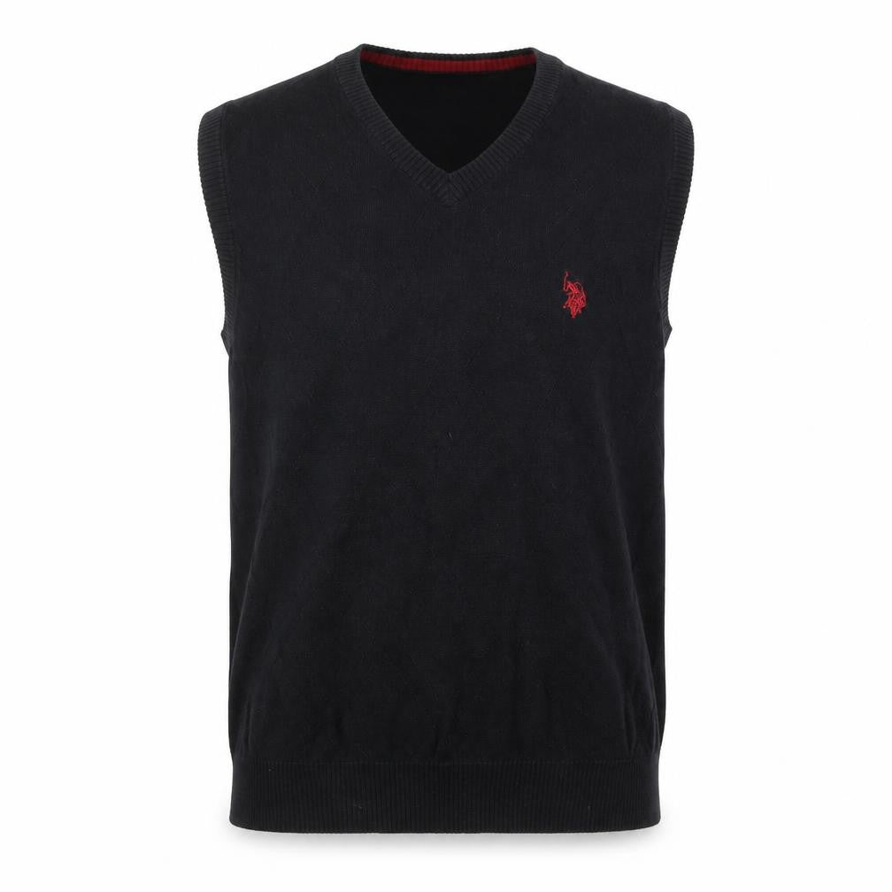 U.S. Polo Assn. Men's Black Cotton V-Neck Sleeveless Jumper Vest Size L
