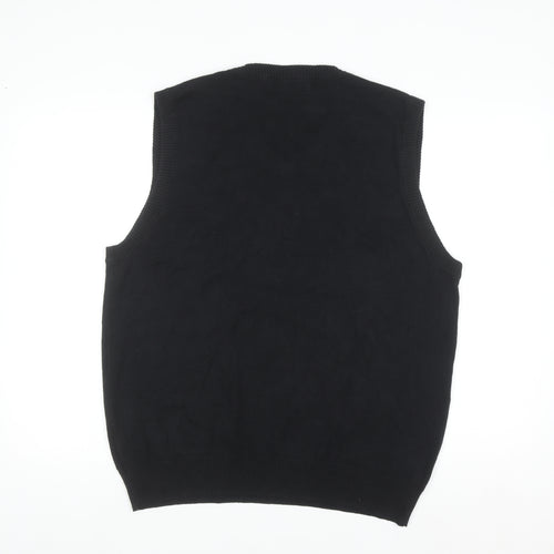 U.S. Polo Assn. Men's Black Cotton V-Neck Sleeveless Jumper Vest Size L