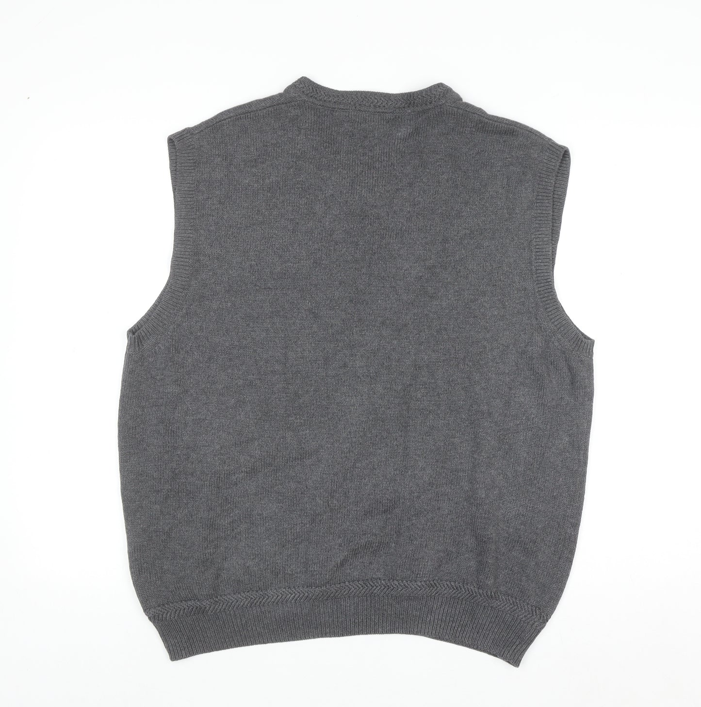 Nautica Men Grey Cotton Sleeveless V-Neck Knit Jumper Vest Size L
