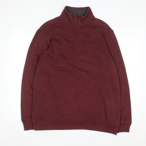 Arrow Men's Burgundy 1/4 Zip Fleece Sweatshirt M