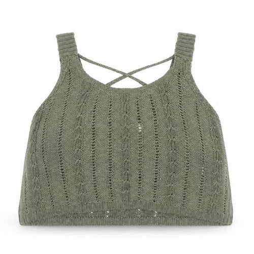 Hollister Women’s Green Open Knit Sleeveless Pullover Jumper M
