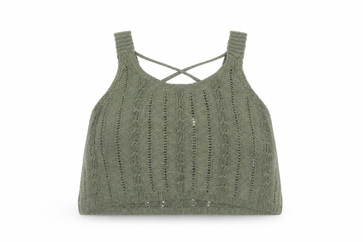 Hollister Women’s Green Open Knit Sleeveless Pullover Jumper M