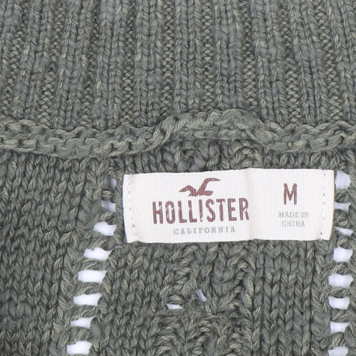 Hollister Women’s Green Open Knit Sleeveless Pullover Jumper M