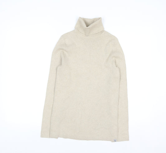 Eddie Bauer Women's Beige Roll Neck Cotton Knit Jumper Size L