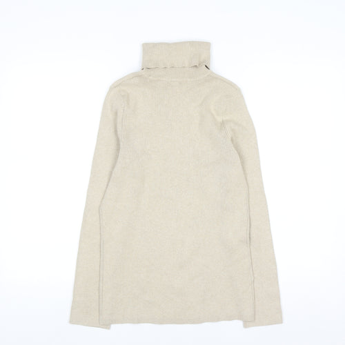 Eddie Bauer Women's Beige Roll Neck Cotton Knit Jumper Size L