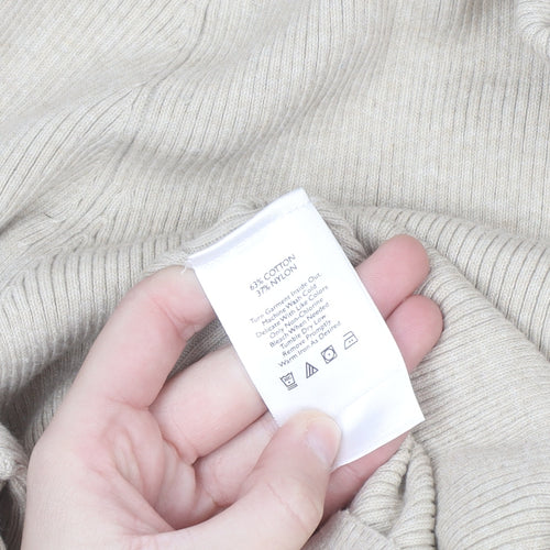 Eddie Bauer Women's Beige Roll Neck Cotton Knit Jumper Size L