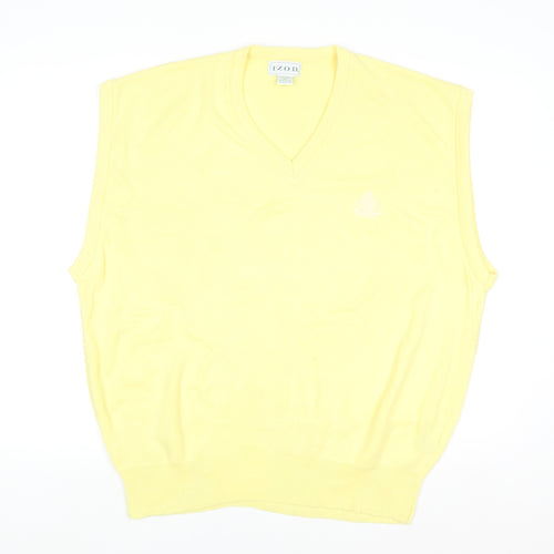 Izod Men's Yellow Acrylic V-Neck Sleeveless Jumper XL