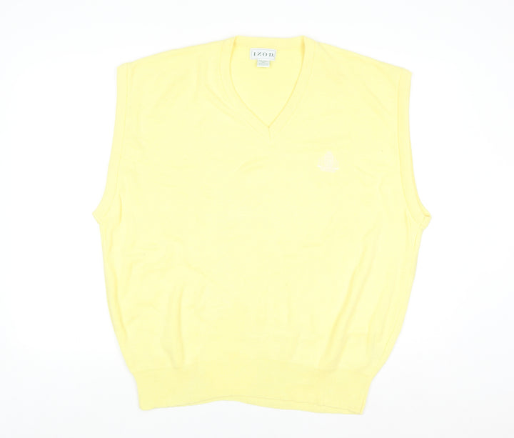 Izod Men's Yellow Acrylic V-Neck Sleeveless Jumper XL