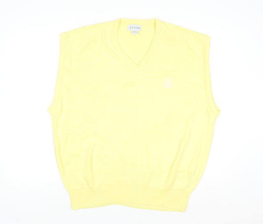 Izod Men's Yellow Acrylic V-Neck Sleeveless Jumper XL
