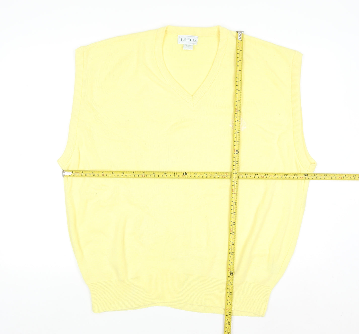 Izod Men's Yellow Acrylic V-Neck Sleeveless Jumper XL