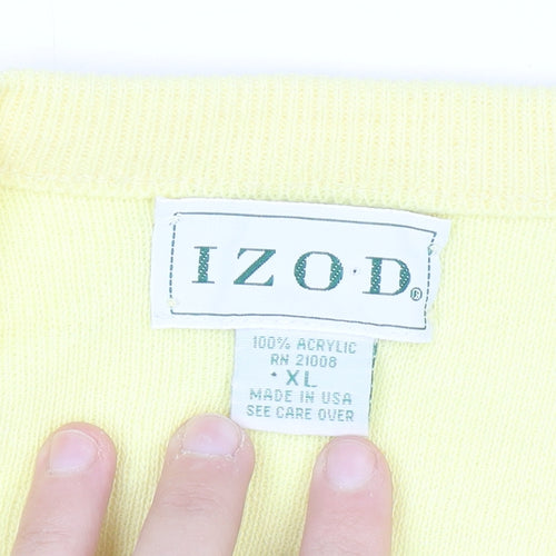 Izod Men's Yellow Acrylic V-Neck Sleeveless Jumper XL