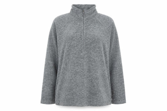 Front view of Eddie Bauer Women's Grey 1/2 Zip Fleece Pullover Sweatshirt L