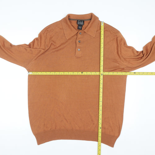 Jos A Bank Men’s Brown Silk Collared Henley Jumper Size L