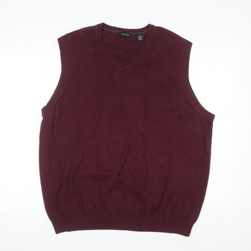 Van Heusen Men's Red Cotton V-Neck Sleeveless Vest XL