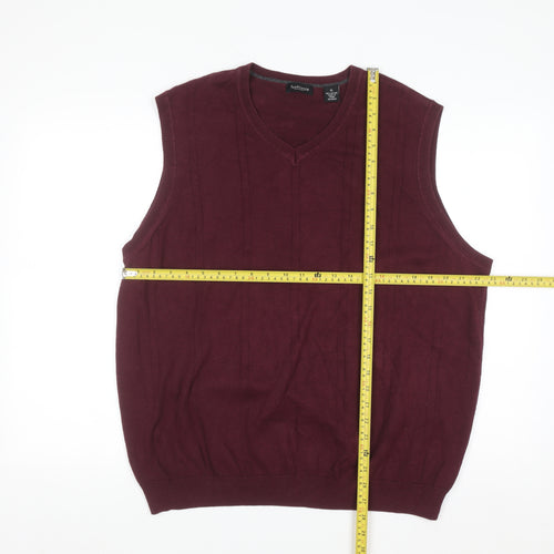 Van Heusen Men's Red Cotton V-Neck Sleeveless Vest XL