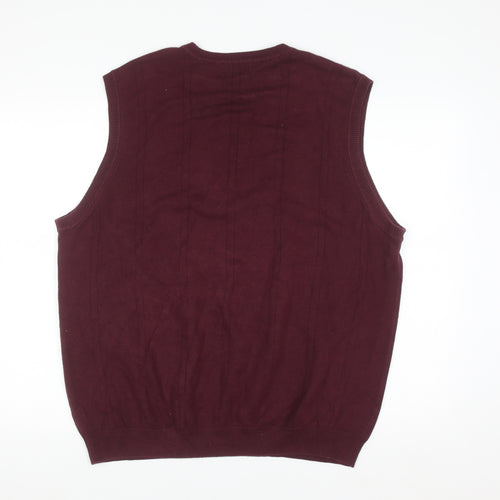 Van Heusen Men's Red Cotton V-Neck Sleeveless Vest XL
