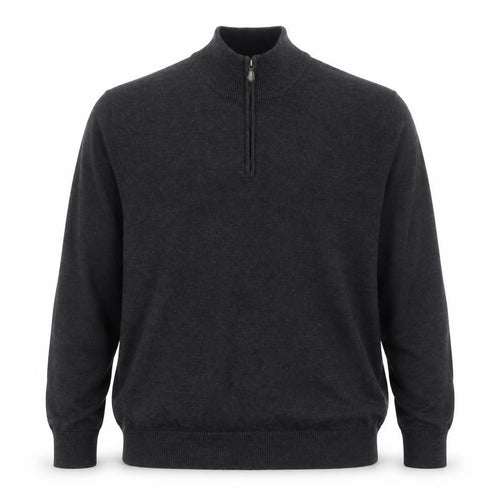 Brooks Brothers Men's Black XL Merino Wool 1/2 Zip Jumper