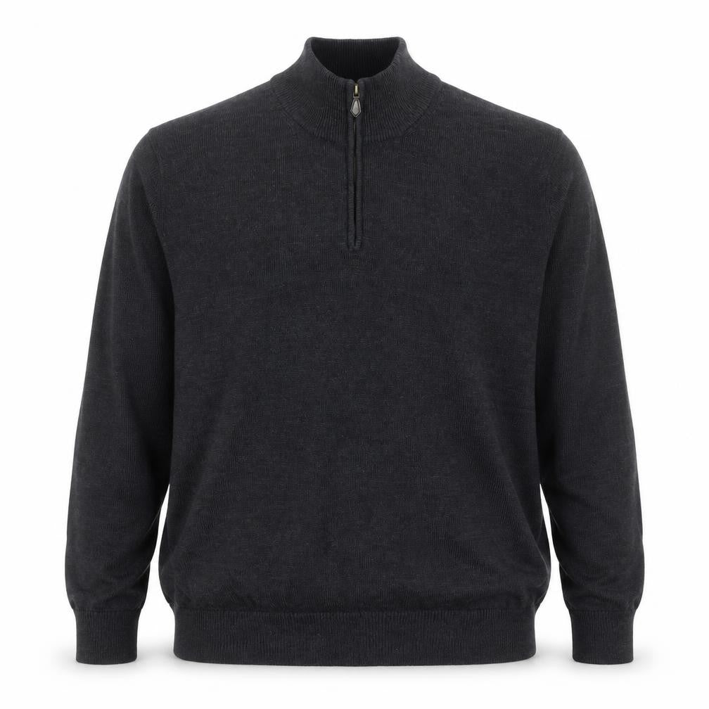 Brooks Brothers Men's Black XL Merino Wool 1/2 Zip Jumper