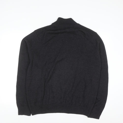 Brooks Brothers Men's Black XL Merino Wool 1/2 Zip Jumper