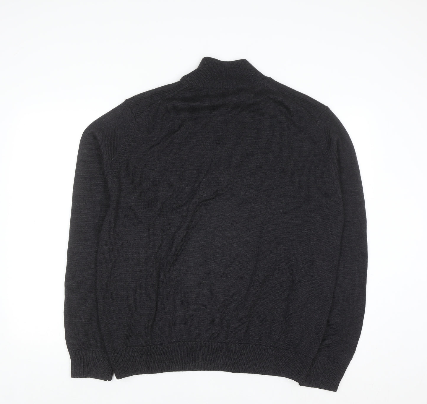Brooks Brothers Men's Black XL Merino Wool 1/2 Zip Jumper