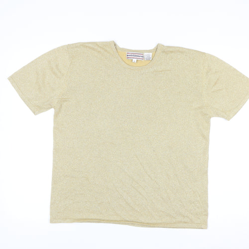 Westbound Womens Gold Knit Short Sleeve Pullover Jumper M