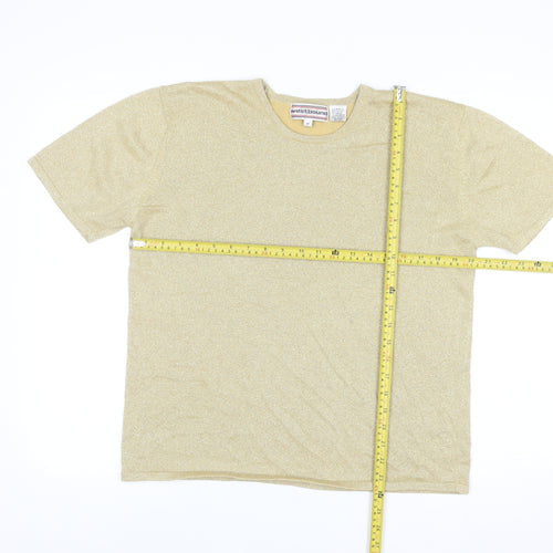 Westbound Womens Gold Knit Short Sleeve Pullover Jumper M