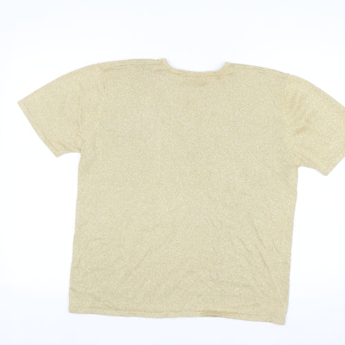 Westbound Womens Gold Knit Short Sleeve Pullover Jumper M