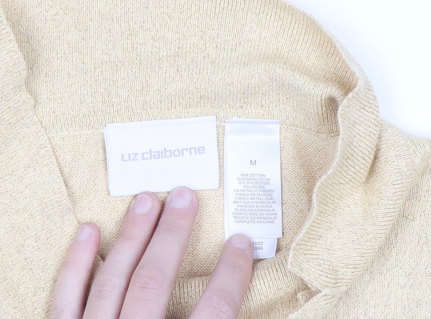 Liz Claiborne Women’s Beige High Neck Long Sleeve Knit Jumper M