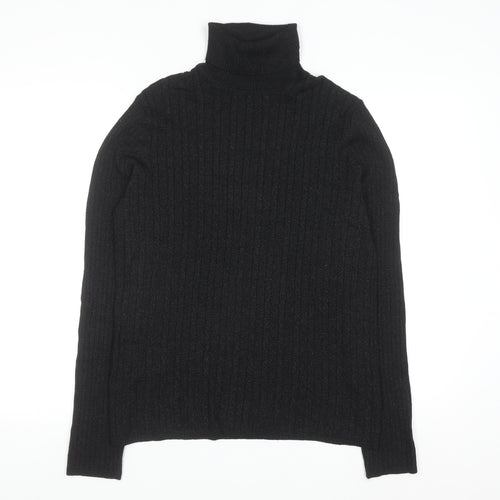 Jones Studio Women’s Black Roll Neck Ribbed Knit Jumper L