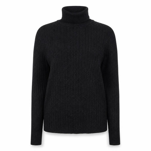 Jones Studio Women’s Black Roll Neck Ribbed Knit Jumper L