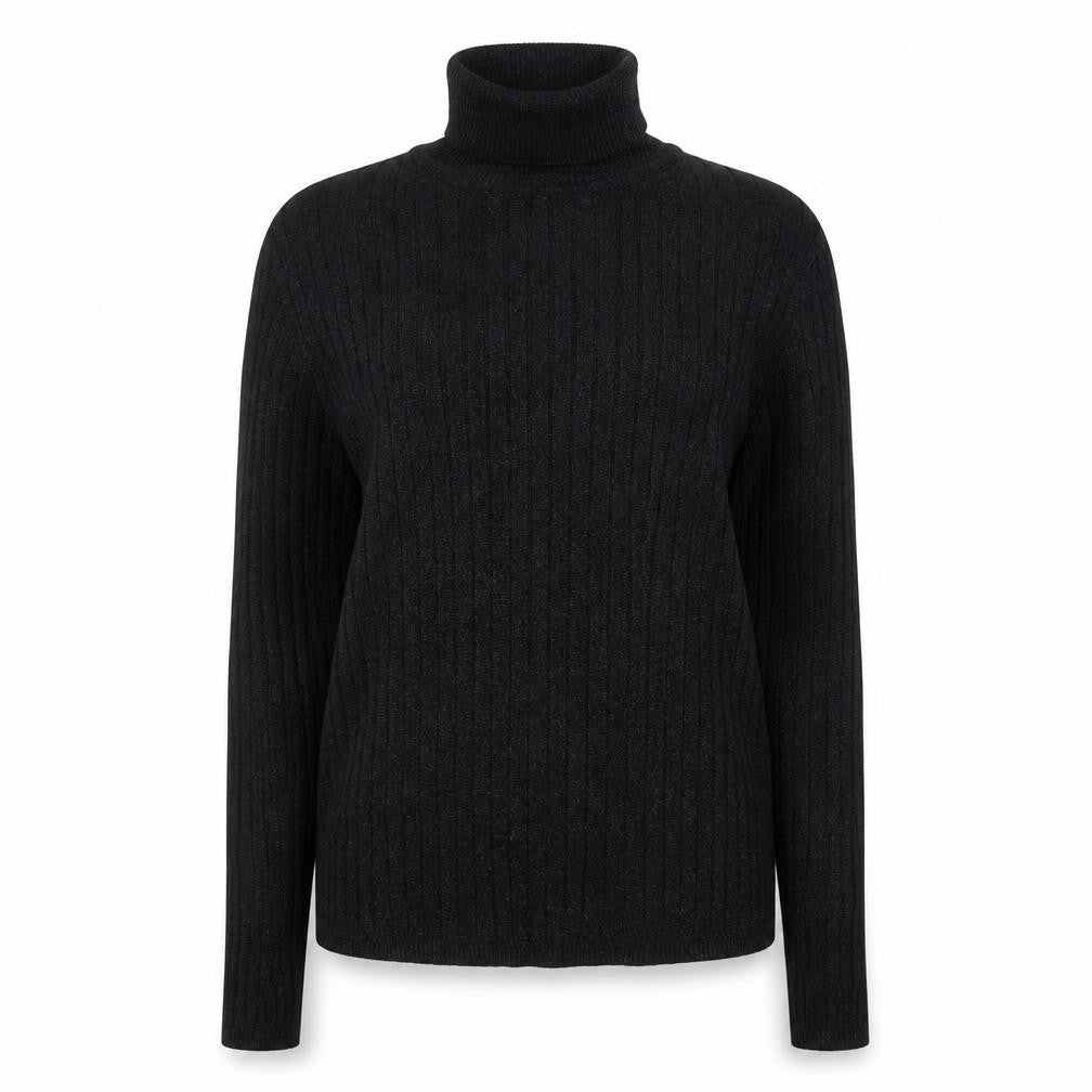 Jones Studio Women’s Black Roll Neck Ribbed Knit Jumper L