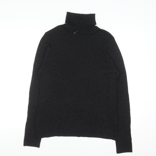 Jones Studio Women’s Black Roll Neck Ribbed Knit Jumper L