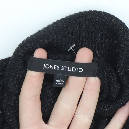 Jones Studio Women’s Black Roll Neck Ribbed Knit Jumper L