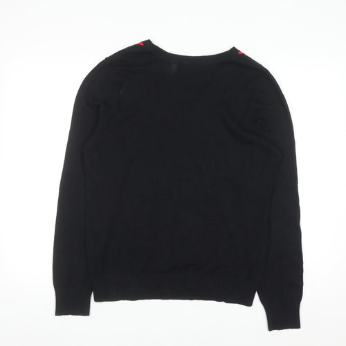 IZOD Men's Black Argyle V-Neck Cotton Jumper Size L