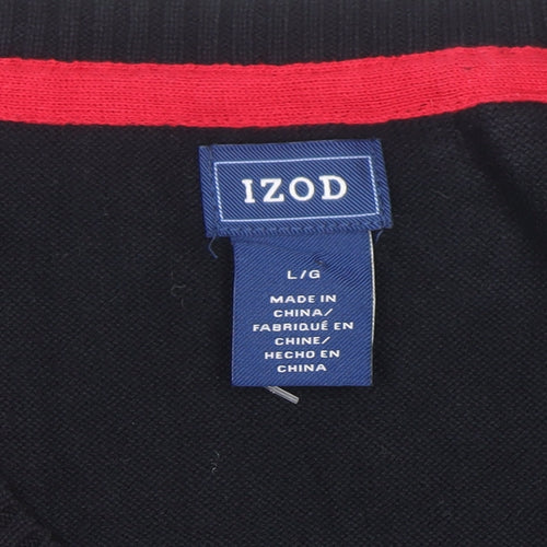 IZOD Men's Black Argyle V-Neck Cotton Jumper Size L