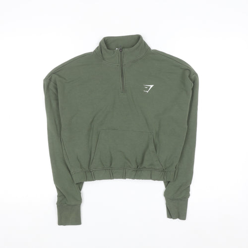 Gymshark Women's Green 1/2 Zip Pullover Sweatshirt Size S