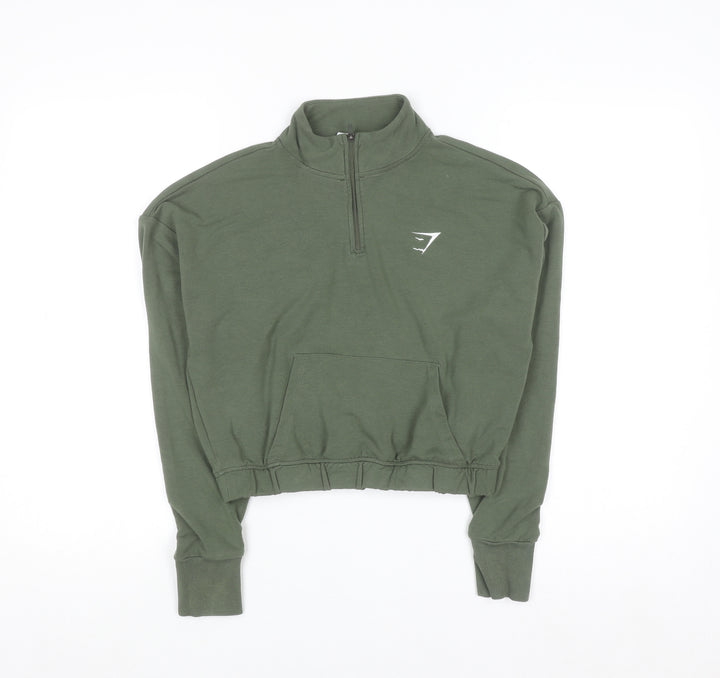 Gymshark Women's Green 1/2 Zip Pullover Sweatshirt Size S