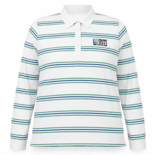 World Cup Collection Womens White Striped Polo Shirt Size 18 Long Sleeve