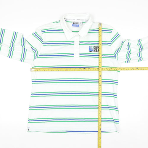 World Cup Collection Womens White Striped Polo Shirt Size 18 Long Sleeve