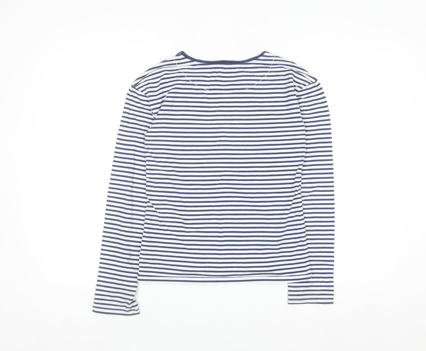 John Lewis Girls Navy Striped Long Sleeve T-Shirt Age 12 Embroidered Floral Top