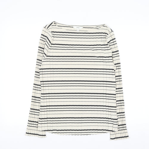 Marks and Spencer Womens Black Striped Long Sleeve Jersey Top Size 16