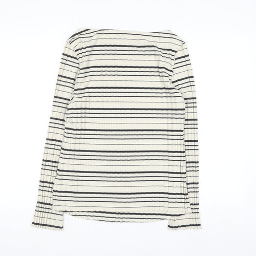 Marks and Spencer Womens Black Striped Long Sleeve Jersey Top Size 16