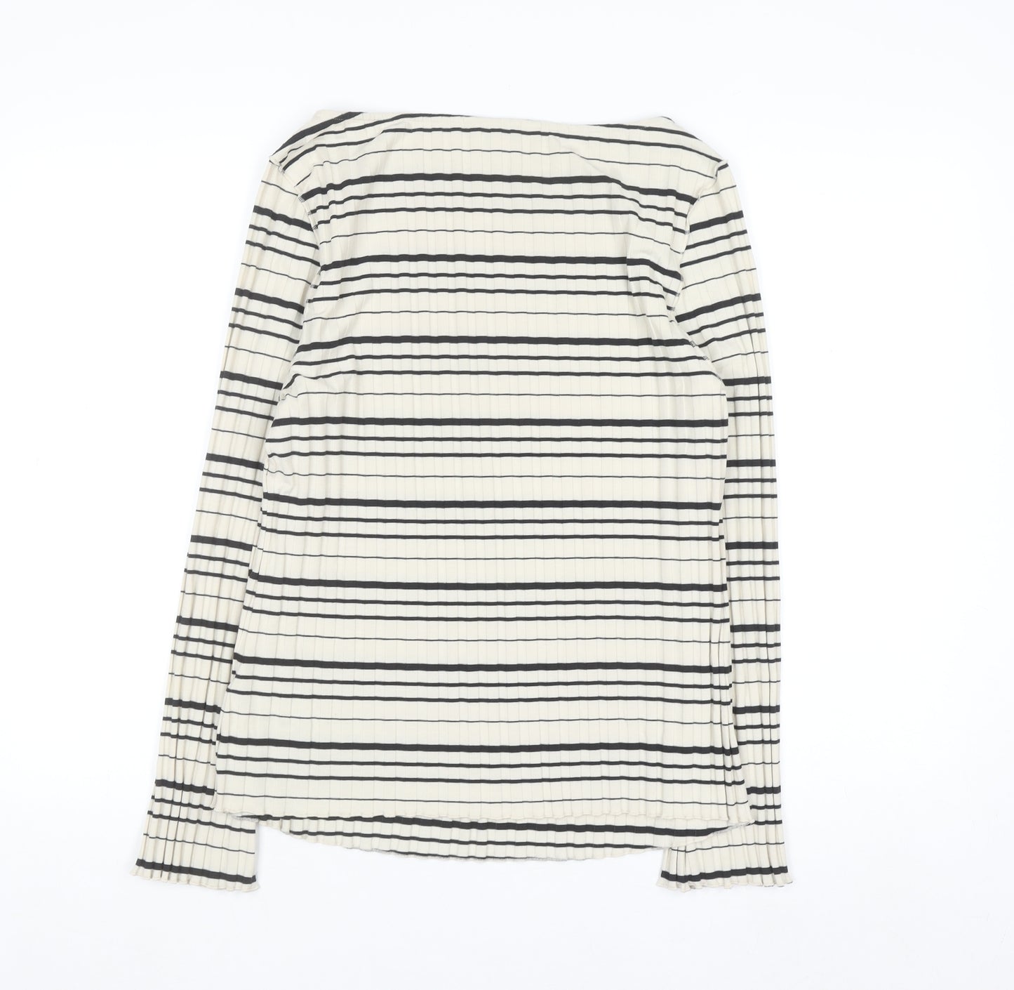 Marks and Spencer Womens Black Striped Long Sleeve Jersey Top Size 16