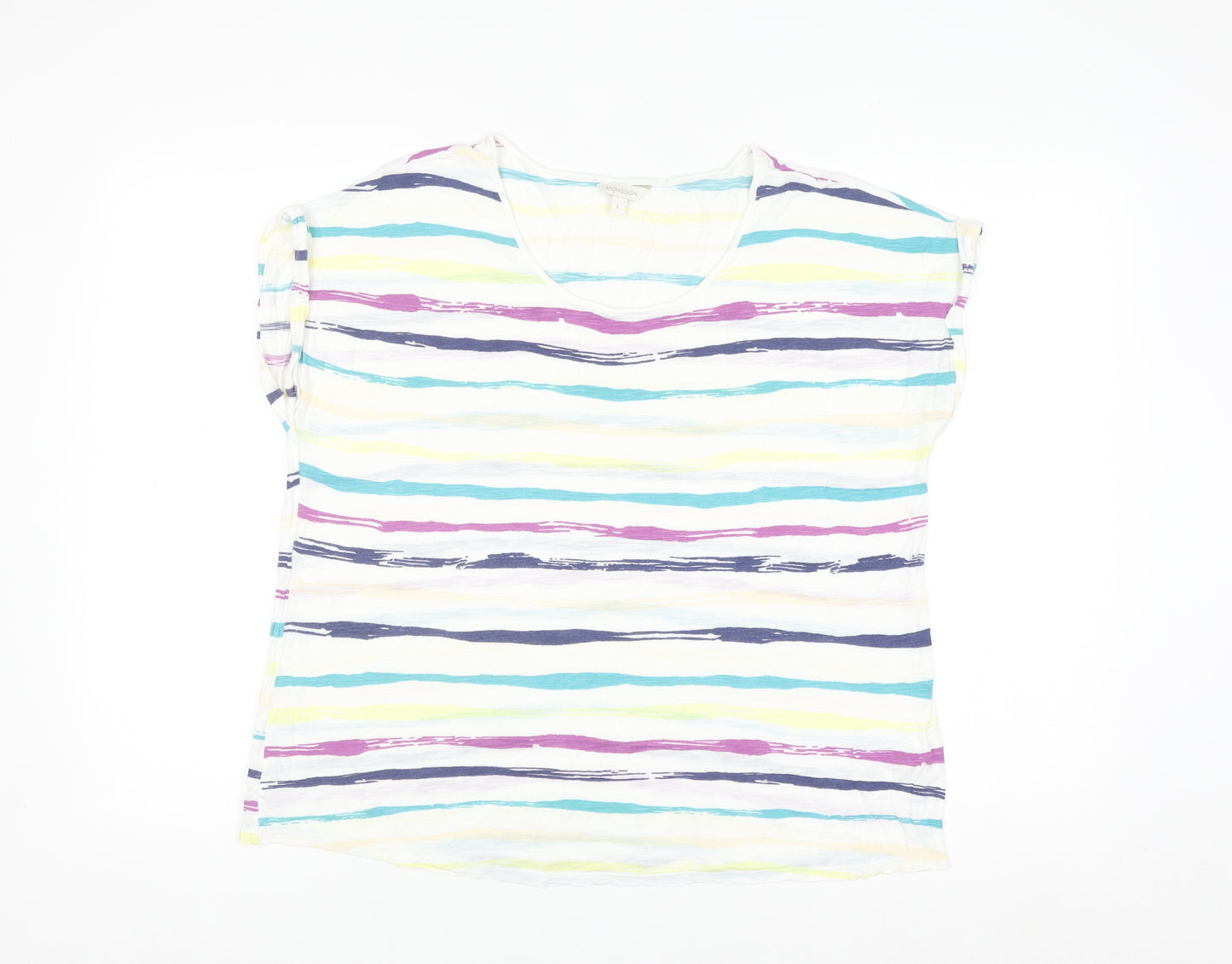 Monsoon Women’s Multicoloured Striped Viscose T-Shirt Size L