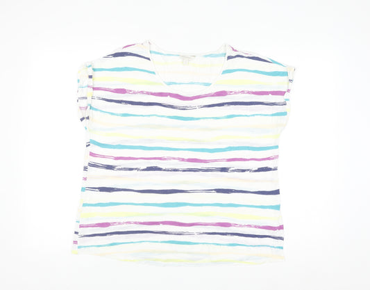 Monsoon Women’s Multicoloured Striped Viscose T-Shirt Size L