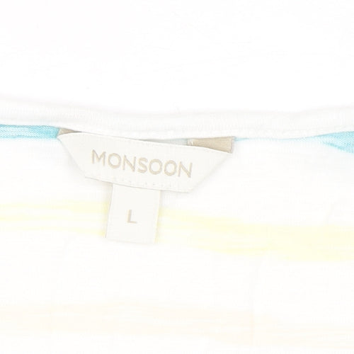 Monsoon Women’s Multicoloured Striped Viscose T-Shirt Size L