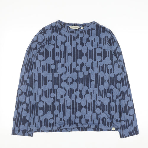 Orla Kiely Regatta Women Blue Geometric Long Sleeve Cotton Top UK 16