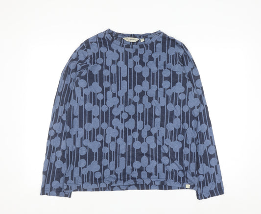 Orla Kiely Regatta Women Blue Geometric Long Sleeve Cotton Top UK 16