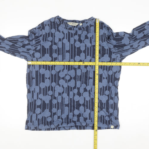 Orla Kiely Regatta Women Blue Geometric Long Sleeve Cotton Top UK 16